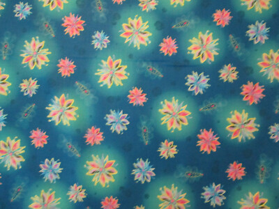 Metallic Flowers Enchanted Florals Gold Metallic Thread Black Cotton Fabric FQ