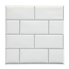 Lightweight Peel Stick Panels White Self-Adhesive Wall Tiles Kitchen 3  in pack