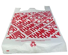 White Thank-You Jumbo T-shirt Plastic Shopping Bags Handles 18x8x30  Lot 100