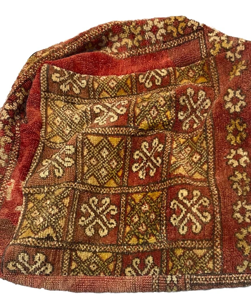 Vintage Moroccan Boujad floor Cashion inspired from old Boujad rug lovely poof - Image 3 of 4