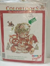 Dizzle Iron-On Fabric Transfer 56092 Kitten/Bunny 9x12 Christmas 9990 New 