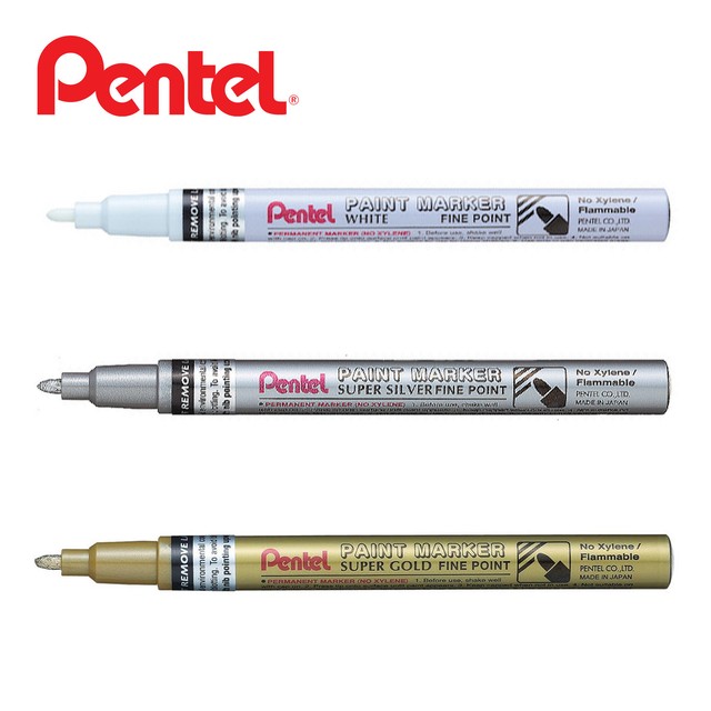 Pentel Paint Marker MSP10 - Marcatore Vernice Permanente Punta Fine, Colore Argento, 1 Pezzo