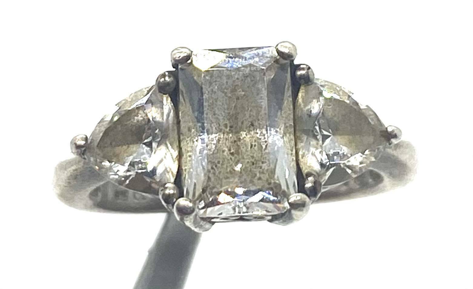 Classic Simple CZ White Silver Statement Ring Siz… - image 4