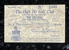 RARE Antique 1930 High Ho Golf Club Membership Card The Stevens Hotel Chicago