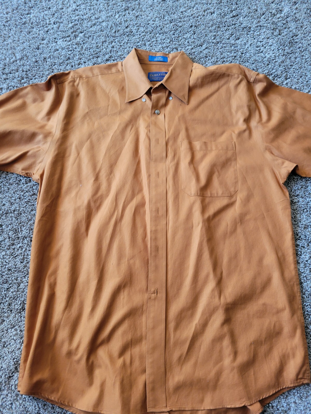 Pendleton Short Sleeve Orange Button Up Shirt Lar… - image 1