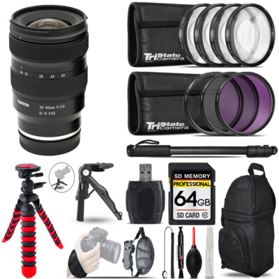 Tamron 20-40mm f/2.8 Di III VXD Lens for Sony E +MACRO, 3 Piece  Filter+64GB Kit