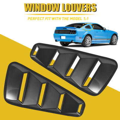 For 2005-2014 Ford Mustang Pair Car Side Window Louvers Scoop Cover Vent Black