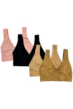 Rhonda Shear 4-pack Seamless Ahh Bra Black/Pink/Beige/Light Beige