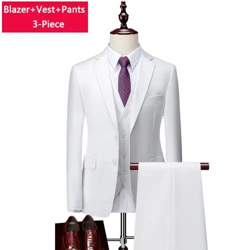 ( Sakko + Weste + Hose ) Boutique Herren Anzug 3-teiliges Set Bräutigam Brautkleid - Bild 8 von 52