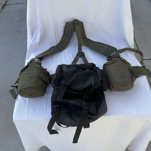 Vintage US Military Harness Suspenders Utility Belt With Canteens And Field Pack