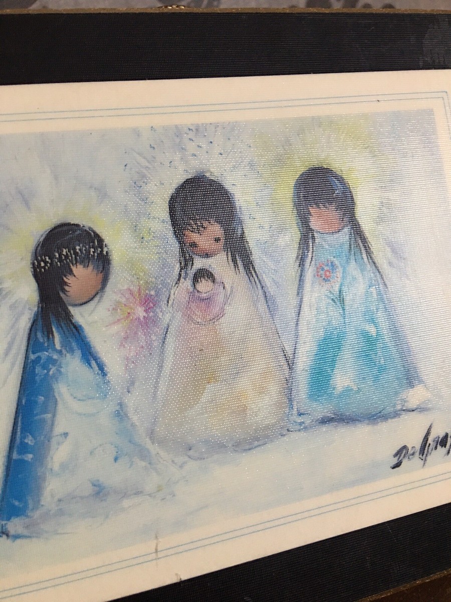 Vintage De Grazia Mini Print Wood Plaque The Threesome Goode