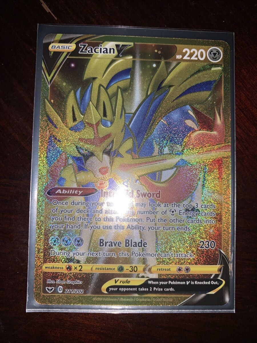 Zacian V 211/202 Sword & Shield Gold Secret Rare Holo Pokemon Card