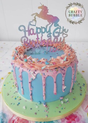 Maison Cuisine Arts De La Table Figurines De Gateau Rainbow Personnalise Cake Topper Any Age Tout Nom Anniversaire Personnalise Gratuit Uk P P