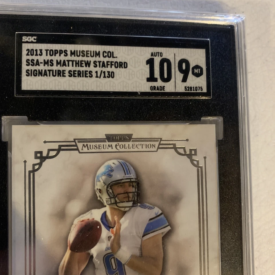 2013 Topps Museum Matt MATTHEW STAFFORD OnCard Auto SGC MINT 9/10 FOTL #001/130! - Image 3 of 4
