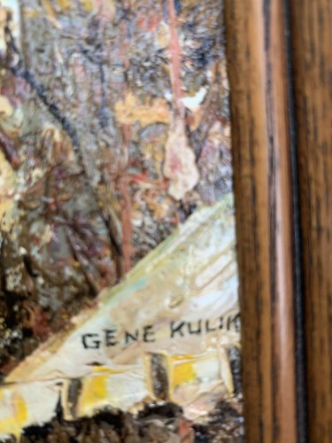 Beautiful Oil Painting -European Town - Original by Artist Gene Kulik 13” X 11 - Picture 5 of 6