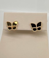 14K Yellow Gold Womens Butterfly Stud Earrings