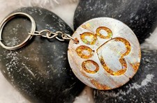 Gold Pawprint Cat Dog Resin Art Keychain - Handmade, New
