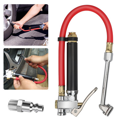 #ad 120PSI Dual Head Tire Inflator Pressure Gauge w Lock on Air For Chuck Car Truck $16.98