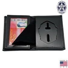 Dallas TX Police Officer Badge Wallet Bi-Fold Men's Black Recessed Leather PF104