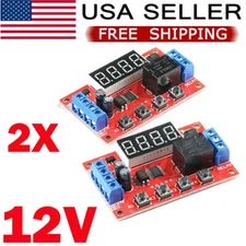 2PCS DC 12V 10A Adjustable Time Delay Relay Module LED Digital Timer Switch US