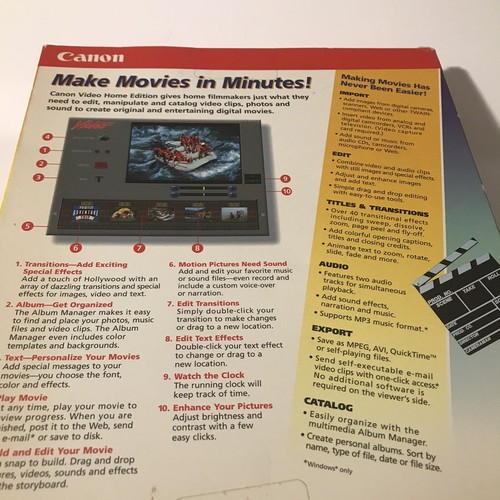 Canon Video Home Edition CD-Rom in Big Box VTG New Sealed PC Windows 95 98 2000 - Picture 6 of 6
