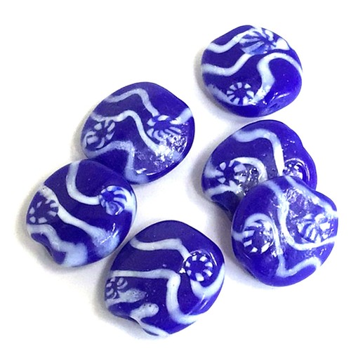 Lámpara de vidrio hecho a mano azul extendido arte 17 mm 8 piezas fabricación de joyas (G15) - Imagen 5 de 8