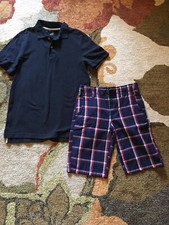 NWT Gap/ Arizona Big Boys Classic Navy Polo 2pc Plaid Short Set Size 10