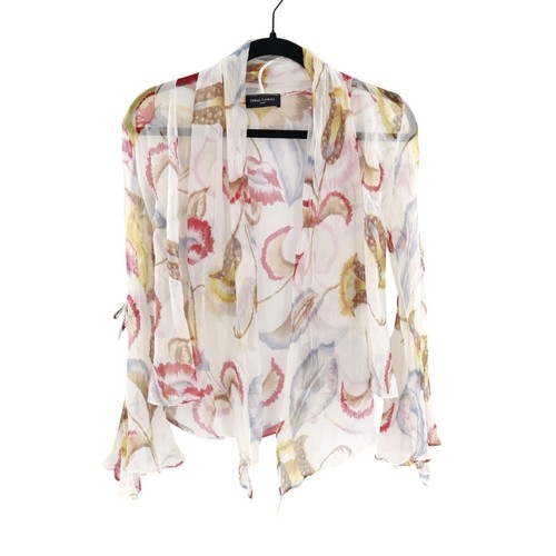 Orna Farho Raw Silk Blouse Womens 8 White Boho Transitional Gypsy Y2k Flounce
