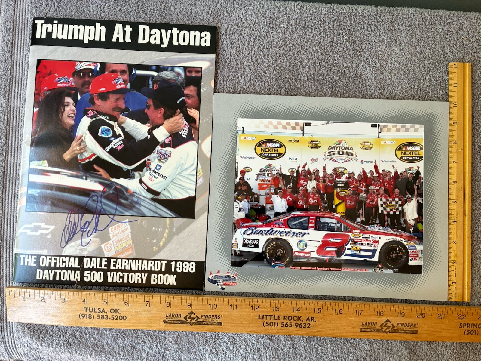 RARE EARNHARDTS’ WINS AT DAYTONA: AUTOGRAPHED DALE SR. BOOK & DALE JR. WIN PHOTO view 2
