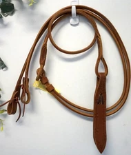 Harness leather Romal reins w/ popper Rolled reins