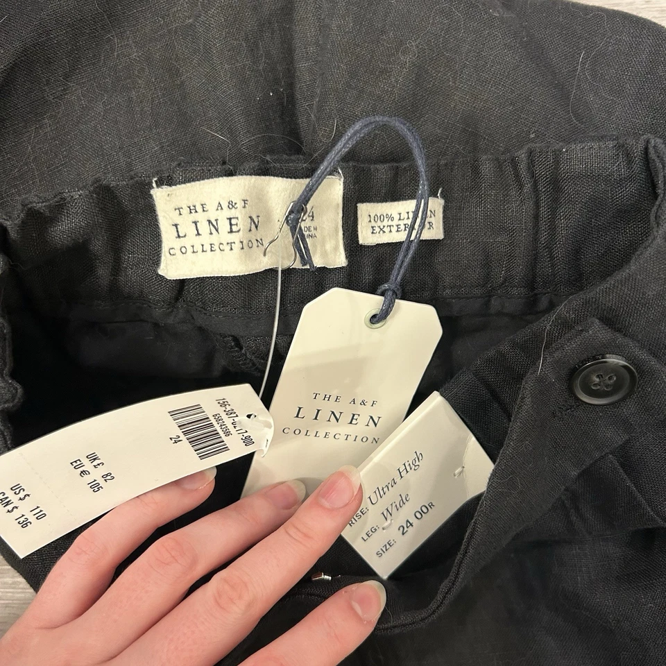 NWT Abercrombie and fitch linen collection ultra high wide trouser pants 24 00R