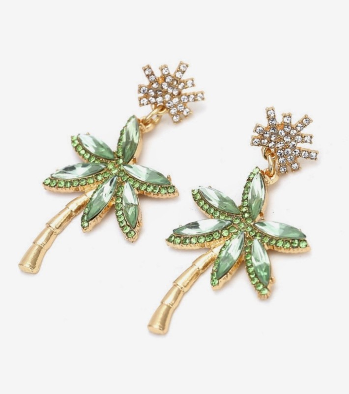 Pretty Alloy Palm Tree Gold-plated Hanging Dangle Earrings - Product main view