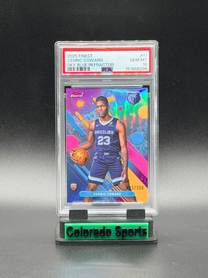 CEDRIC COWARD 2025-26 Finest #11 Sky Blue Refractor RC 043/350 PSA 10 Gem Mint