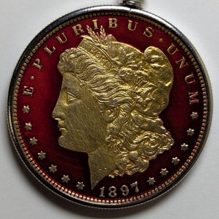 1897 P Colorized Morgan Silver Dollar Man Necklace