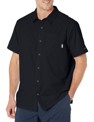 Columbia Mens Slack Tide Short Sleeve Camp Shirt, Black, XXLarge