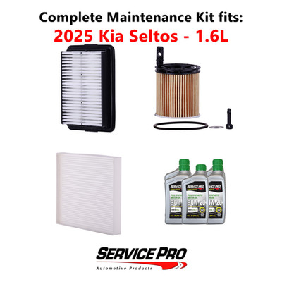 2025 Kia Seltos 1.6L Complete Cabin, Air & Oil Filter Kit (0W-20)