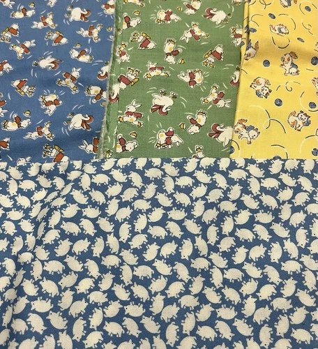 Maywood ANIMAL QUACKERS Kim's Cause four vintage reproduction kid prints 2 yards - product listing photo