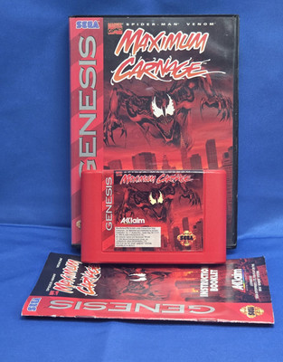 Spider-Man Maximum Carnage Sega Genesis 1994 CIB With Manual & Registration Card