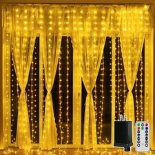 Curtain Lights 300LED, 9.8ft, Warm White, Waterproof Outdoor Decor