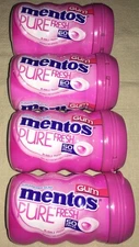 4 Mentos Pure Fresh Sugar Free Chewing Gum with Xylitol Bubble Fresh 50 Pieces