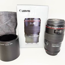 Canon EF 100mm f/2.8L macro IS USM lens, original box, bag, hood, hoya filter