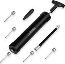 10 Inch Ball Pump Kit, Basketball Pump, Portable Air Pump with 5 Needles, 1 Nozz