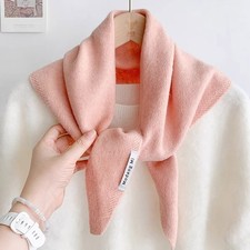 Image of Warm Women Headscarf Wool Knitted Triangular Scarf Fashion Women Shawl Winter