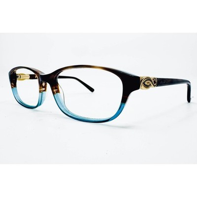 Jill Stuart Eyeglasses Women Brown Blue JS 317-2 Oval Full Rim 53-16-130