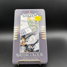 VINTAGE REXEL DERWENT WATERCOLOUR PENCILS 12 IN A METAL TIN, FISH DESIGN