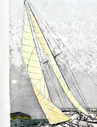 John Collette “Racing” Original Artwork Sailboat Sailing Nautical Signed 159/200 - Picture 6 of 9