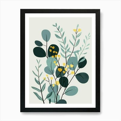 Eukalyptusbaum Illustration flach 1 gerahmt Wandbild Poster Leinwanddruck Bild