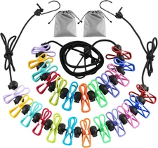 2 Pack Camping Clothesline Portable 12 Clothespins, Camping Accessories Travel C