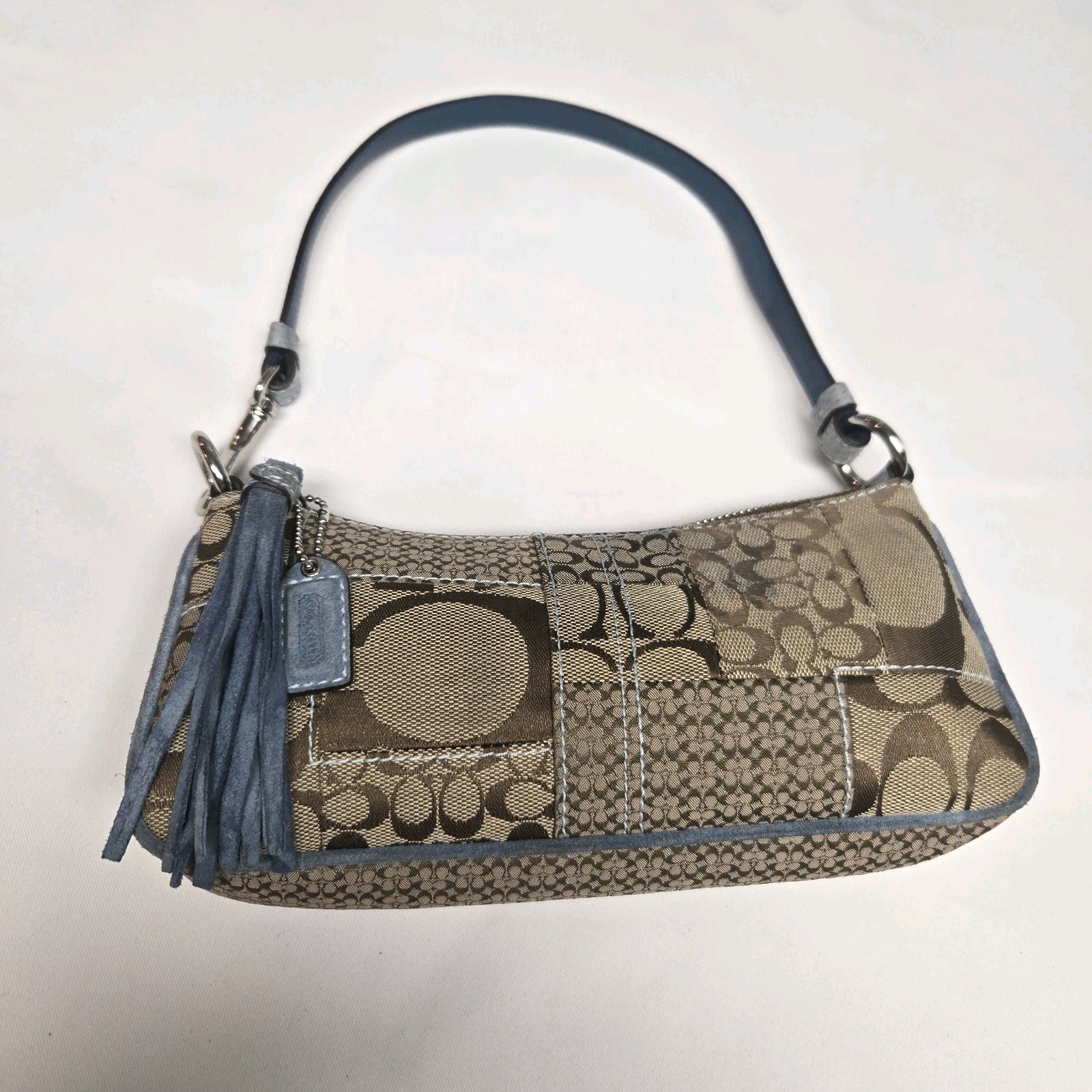 Vintage Coach 3693 Patchwork Python Trim Mini Sho… - image 1
