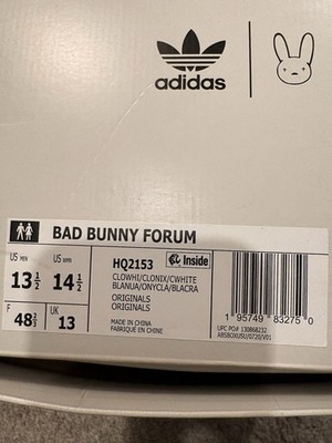 Bad Bunny Adidas Forum Size 13.5 HQ2153 White New In Box Never Worn